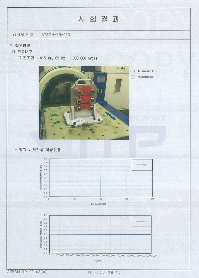 빅스 세이프티 락커 좌우방향 진동내구 시험성적서